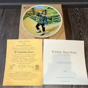 Wizard Of Oz If I Only Had A Brain Scarecrow Collector Plate Knowles w/COA 1977